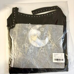 Dolls Kill x Inuyasha Sesshomaru Glitter Sparkly Moon Black Studded Tank Top
